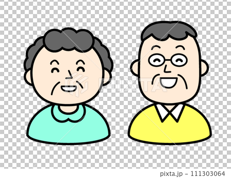 シンプルな人物イラスト シニアの仲良し夫婦 シンプルな人物イラスト シニアの仲良し夫婦 111303064