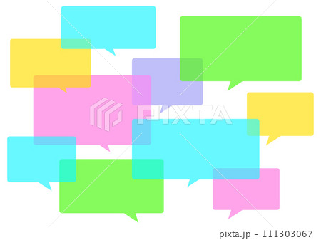 フラットカラーの重なり合う吹き出し デザイン素材 フラットカラーの重なり合う吹き出し デザイン素材 111303067