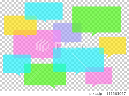 フラットカラーの重なり合う吹き出し デザイン素材 フラットカラーの重なり合う吹き出し デザイン素材 111303067