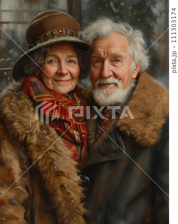 elderly lady and gentleman vintage style 111303174