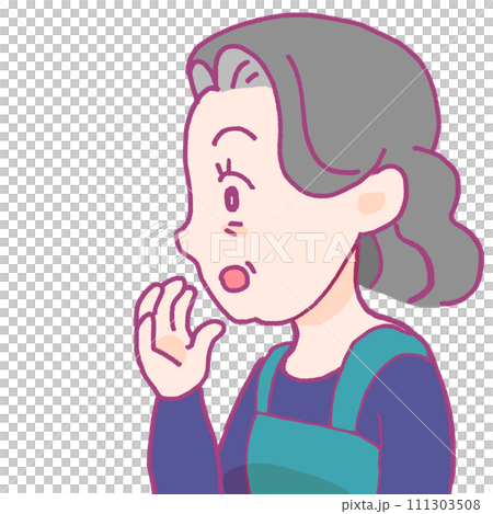 一位張著嘴的高級婦女的插圖 111303508