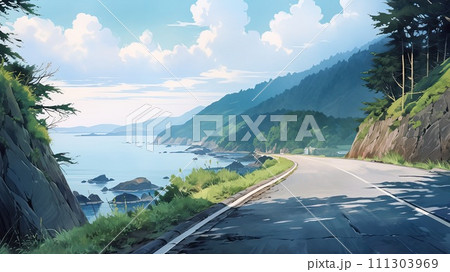 海沿いの道路_1　Generative AI 111303969