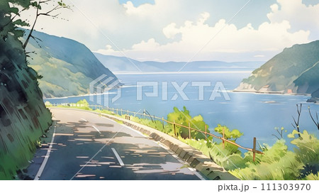 海沿いの道路_2　Generative AI 111303970