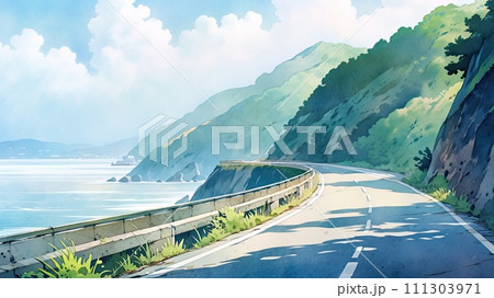 海沿いの道路_3　Generative AI 111303971