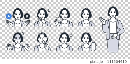 Simple vector icon illustration set material of female manager 111304410