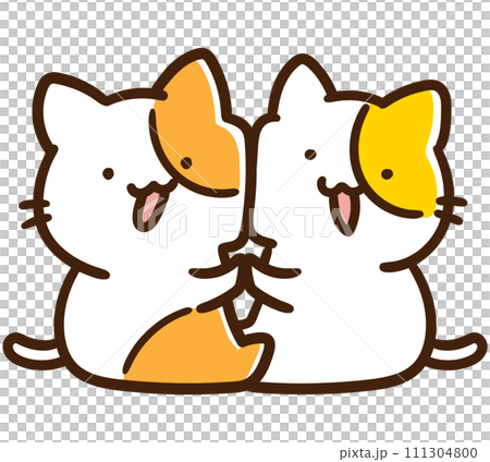 Deformed illustration of cute cat characters hugging each other tightly 111304800