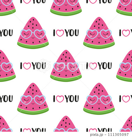 valentines seamless pattern with watermelon valentines seamless pattern with watermelon 111305097