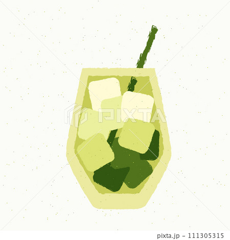 Green cocktail with mint. Alcohol drink for bar. Flat vector illustration. Tequila Green cocktail with mint. Alcohol drink for bar. Flat vector illustration. Tequila 111305315