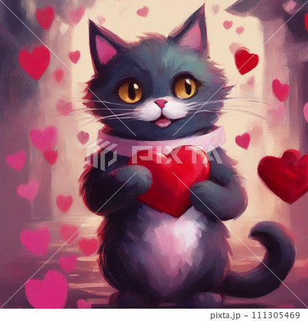 ネコのバレンタインデー 111305469