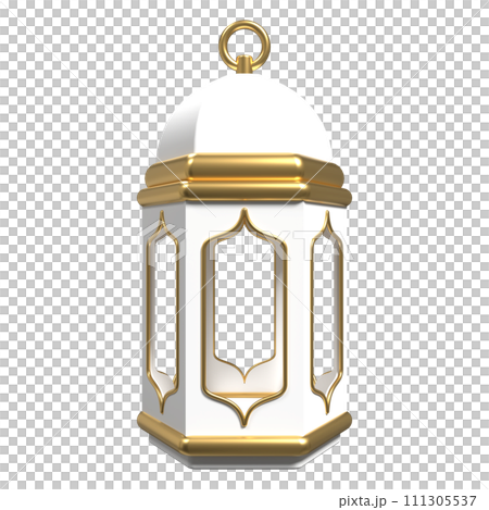 Golden lantern. Arabic lamp. Decoration for ramadan kareem, eid mubarak, islamic new year. 3D rendering illustration 111305537