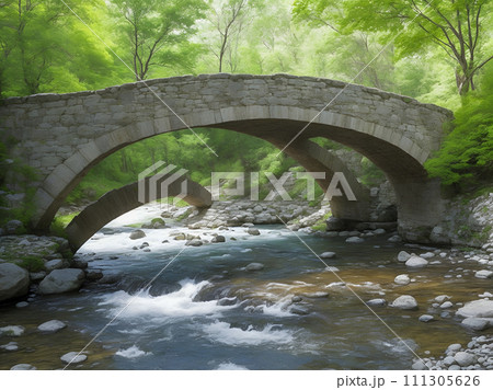 the old bridge across the river 111305626