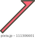 右肩上がりの赤い矢印のシンプルなイラスト 111306601