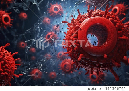 Flu virus in color background. 111306763