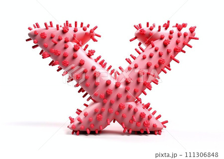 Letter X made of virus cells on white background. Letter X made of virus cells on white background. 111306848