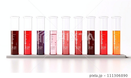 Blood tube with red liquid isolated 111306890