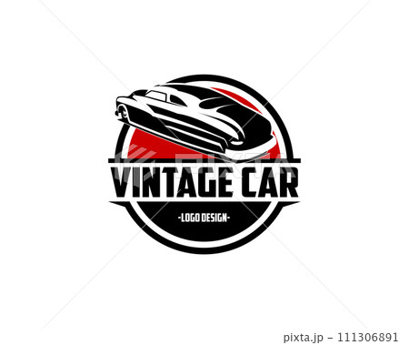 1949 mercury coupe isolated on white background appearing from behind in stunning style. best for logo, badge, emblem, icon, sticker design. available in eps 10 111306891