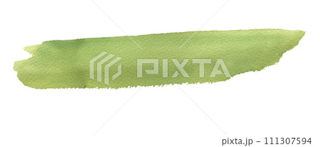 Watercolor illustration of a stylized abstract green meadow, clearing, grass. Scenic oval spot with brush 111307594