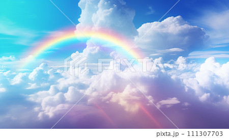 大空にかかる虹（16：9）のイラスト素材 [111307703] - PIXTA