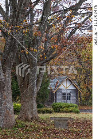 日本 宮城県大崎市鳴子温泉にあるこけし館の紅葉 日本 宮城県大崎市鳴子温泉にあるこけし館の紅葉 111308476
