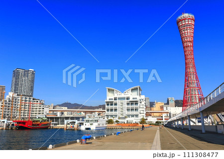 【兵庫県】改装後のポートタワーと神戸港 【兵庫県】改装後のポートタワーと神戸港 111308477