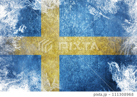 Closeup of grunge German flag. Dirty Germany flag on a metal surface 111308968