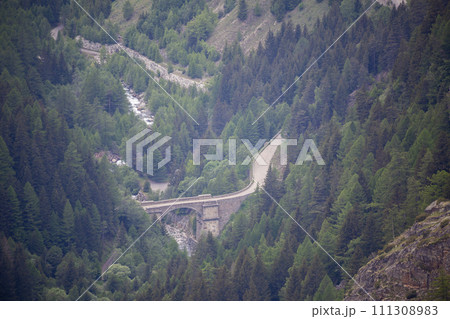Old Ganter Bridge, the old road to the Simplon Pass in Valais Switzerland 111308983