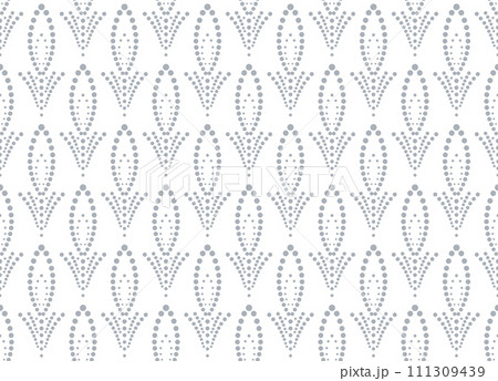 Flower geometric pattern. Seamless vector background. White and gray ornament. Ornament for fabric, wallpaper, packaging. Decorative print. Flower geometric pattern. Seamless vector background. White and gray ornament. Ornament for fabric, wallpaper, packaging. Decorative print. 111309439