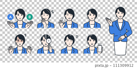 Young business woman simple vector icon illustration set material 111309912