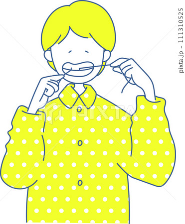 シンプル　イラスト　デンタルフロスをする人 111310525