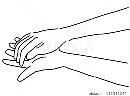 ハンドクリームを塗る手元のシンプル線画 ハンドクリームを塗る手元のシンプル線画 111311245