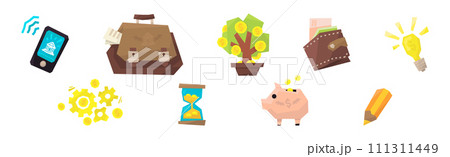 Finance Flat Icon and Object Colorful Vector Set Finance Flat Icon and Object Colorful Vector Set 111311449