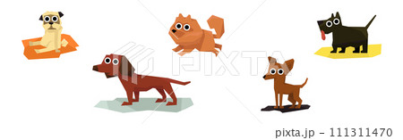 Different Dog Pet Breeds Flat Icon Vector Set 111311470