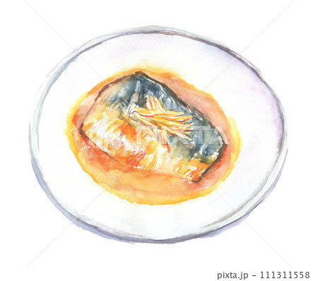 水彩で描いたサバの味噌煮のイラスト 水彩で描いたサバの味噌煮のイラスト 111311558