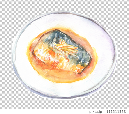 水彩で描いたサバの味噌煮のイラスト 水彩で描いたサバの味噌煮のイラスト 111311558