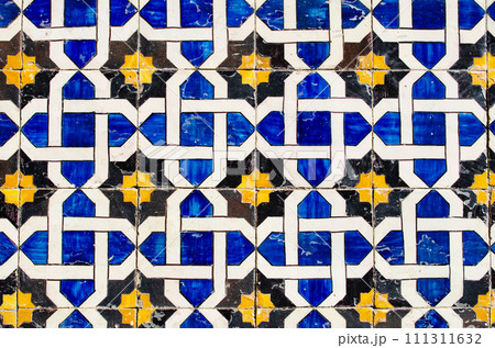 Lisbon ceramic tiles. Ornate brightly colored portugese tile texture Lisbon ceramic tiles. Ornate brightly colored portugese tile texture 111311632
