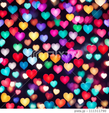 Colourful Heart shape lights Bokeh background 111311790