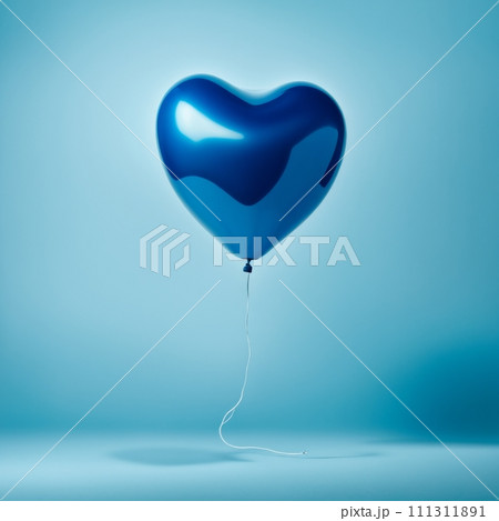 Blue color Heart shaped balloons isolated on Blue background 111311891