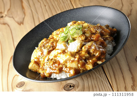 お豆腐たっぷりの長葱乗せ麻婆丼 111311958