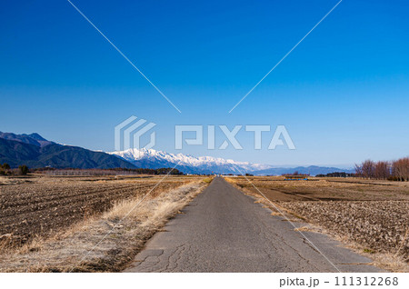 畑おこしが始まった早春の安曇野 畑おこしが始まった早春の安曇野 111312268