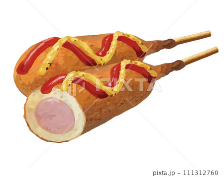 アメリカンドッグ2本(断面)調味料付き アメリカンドッグ2本(断面)調味料付き 111312760