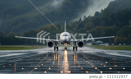 滑走路の旅客機 111312937