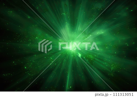 Green Glowing Starburst in Space Illustration 111313051