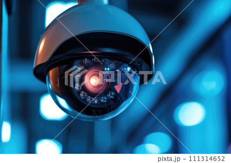 Security Camera in Blue Light 111314652