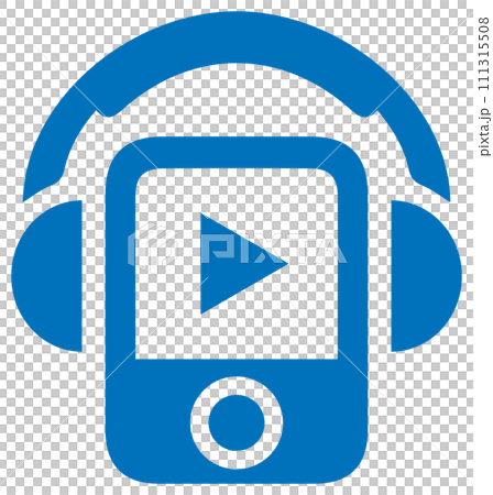 Mobile music player and headphones icon blue 111315508