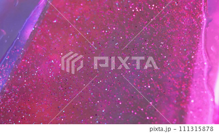 Glitter gel drip fluid spill pink sparkling paint 111315878