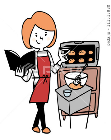 オーブン調理をする女性 111315980