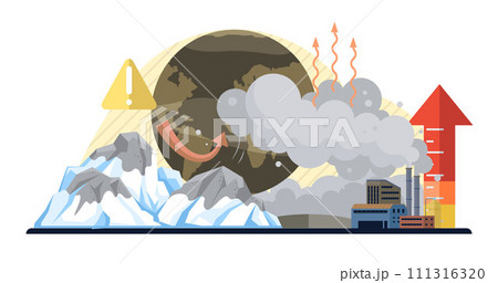 Global warming vector illustration. Environmental conservation is shield, protecting fragile ecosystem from arrows co2 emissions Co2, silent intruder in atmosphere, weaves narrative global warming Global warming vector illustration. Environmental conservation is shield, protecting fragile ecosystem from arrows co2 emissions Co2, silent intruder in atmosphere, weaves narrative global warming 111316320