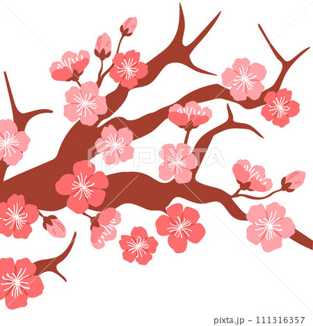 Spring flower vector illustration. Sakura blossoming trees created magical ambiance in springtime Flourishing plants showcased splendor and vitality season Beautiful flowers in full bloom 111316357