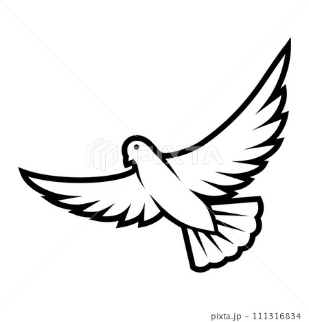 Illustration of stylized dove. Image of wild bird in simple style. Religious symbol. Illustration of stylized dove. Image of wild bird in simple style. Religious symbol. 111316834