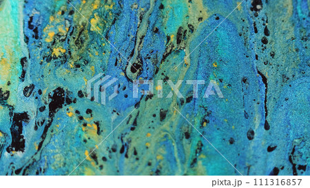 Pigment mix background liquid flow blue glitter 111316857